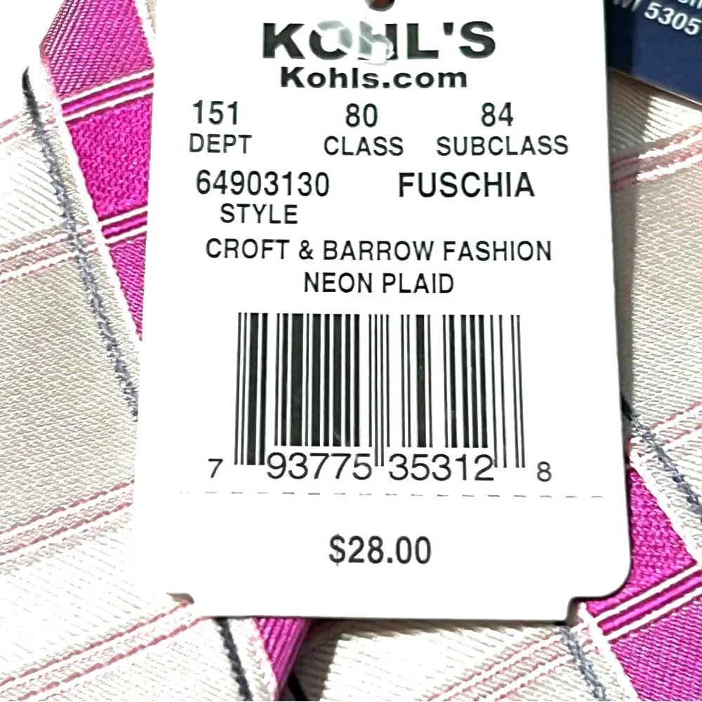 Croft & Barrow Pink Neon Plaid Men's Tie
